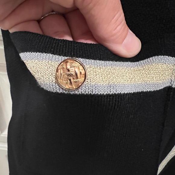 NWT Knit Mix gold pocket detail faux button front dress size M - Picture 7 of 10